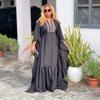 2026 summer new European and American cross-border fashion elegant striped spliced ruffle edge long-sleeved dress