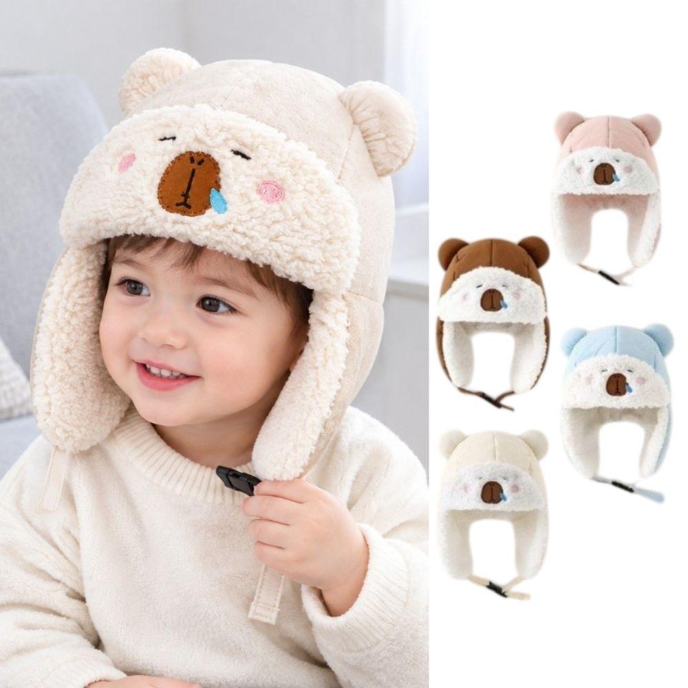 Cartoon Bears Toddler Winter Hats Plushie Ears Protective Cap Kid Outdoor Caps for Cold Weather