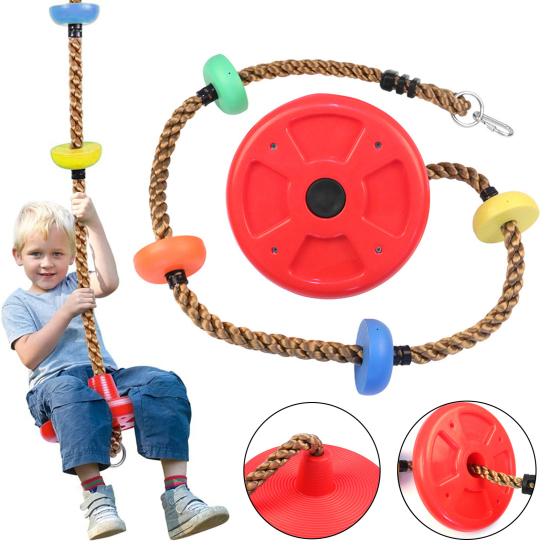 Baumschaukel für Kinder, Einzelscheibe, Kletterseil mit Plattform, Indoor-/Outdoor-Spielplatz, bunt, Schaukelsitz, Spielzeug, Jungen/Mädchen, Geschenk