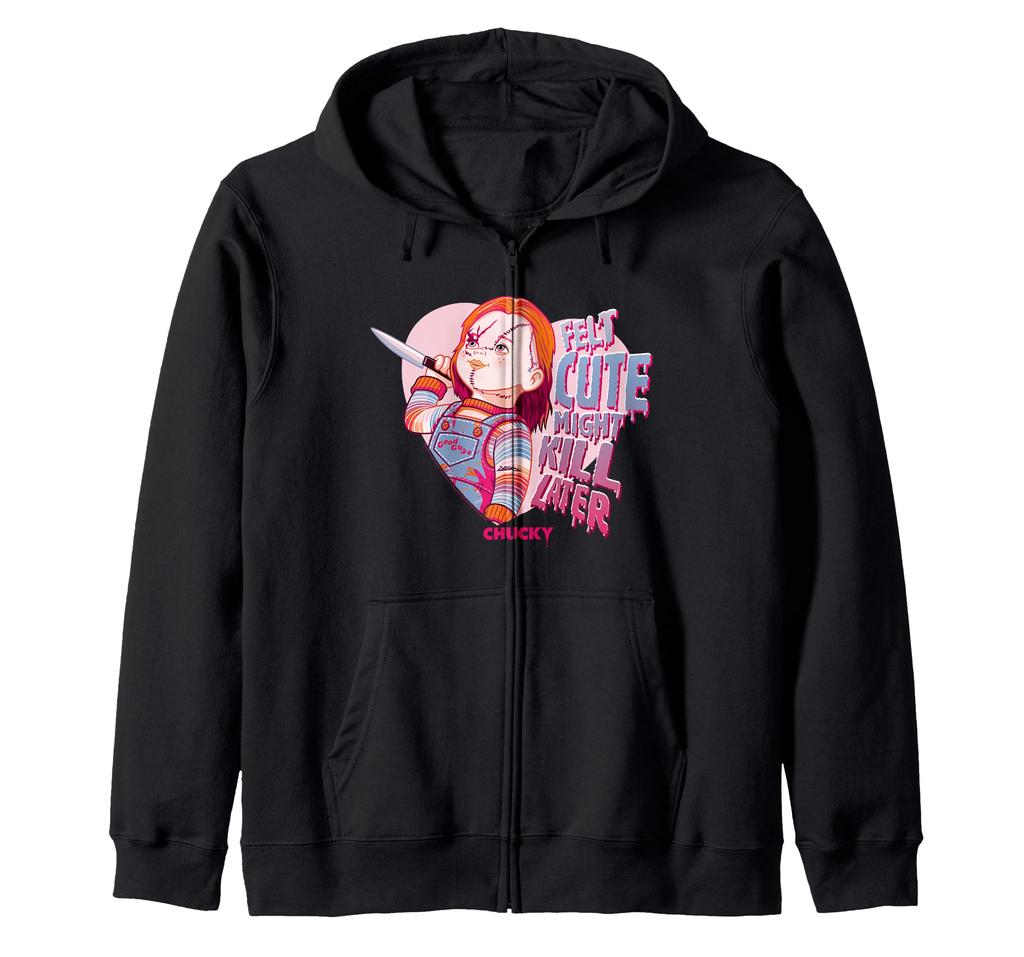 Chucky Eat Day Felt Cute Might Kill Later Logo Zip Hoodie Valentine's