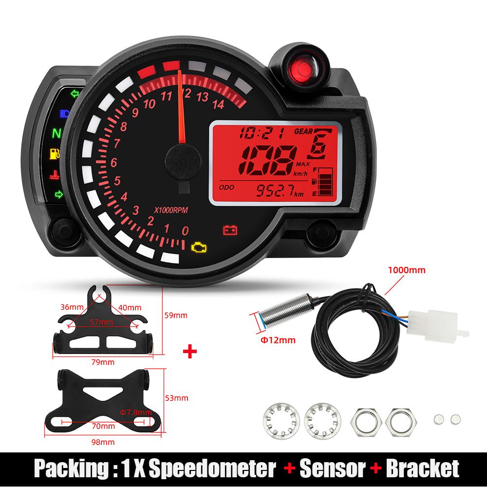 Tahometru LED 2025 Tablou de bord pentru motor Universal Motocicletă Vitezometru digital Viteza excesivă Memento de conducere în siguranță pentru Kawasaki