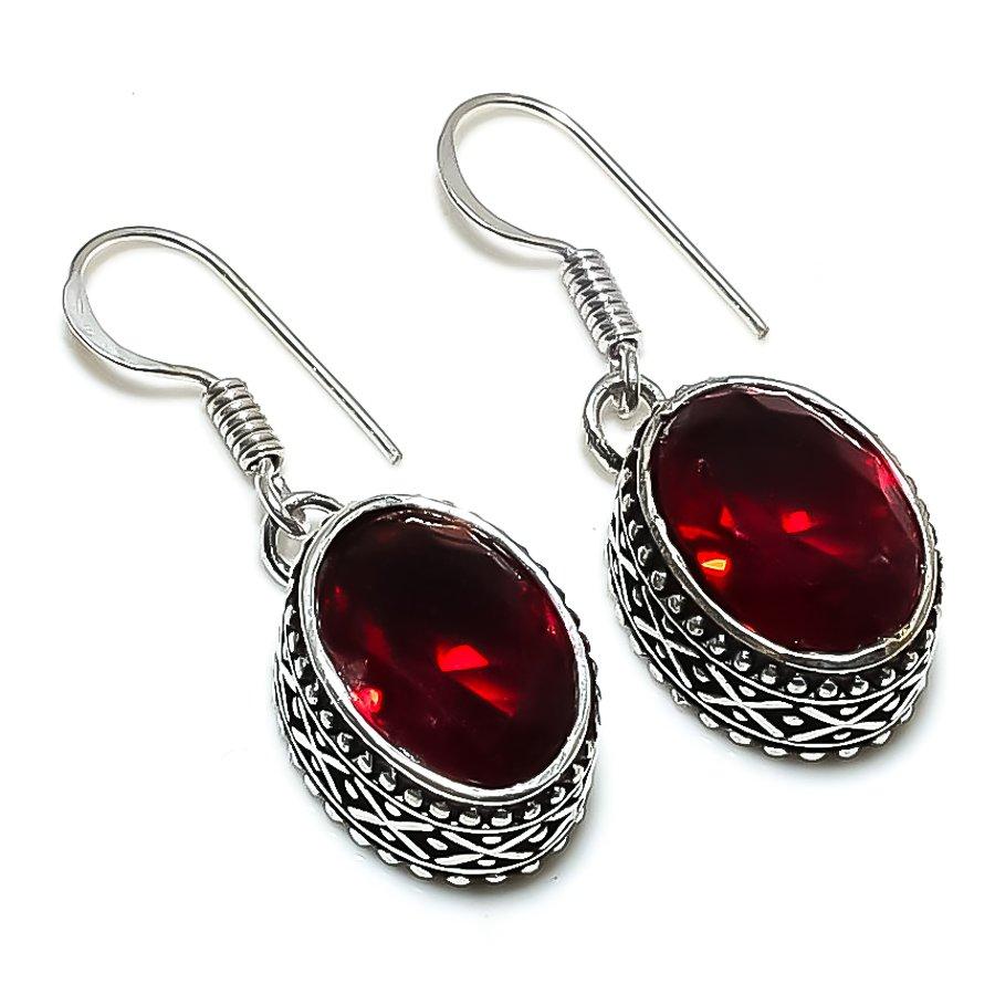 

Серьги из стерлингового серебра 925 пробы с натуральным мозамбикским гранатом 1,42 дюйма o4V42