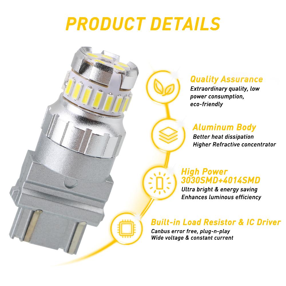 Brake Light DRL Car LED Bulbs 1156 7443 3157/3156 T15 LED Light 3030 4014 SMD 6500K White Super Bright 2pcs 12V
