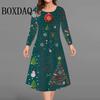 Christmas Print Woman Dress O Neck Ladies Long Sleeves Autumn Winter New Products Loose Casual Christmas Tree Plus Size Dresses