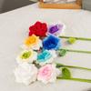 DIY Crochet Rose Flower Pointed Leaf Handmade Flower Crochet Bouquet Hand Woven Roses  Anniversary
