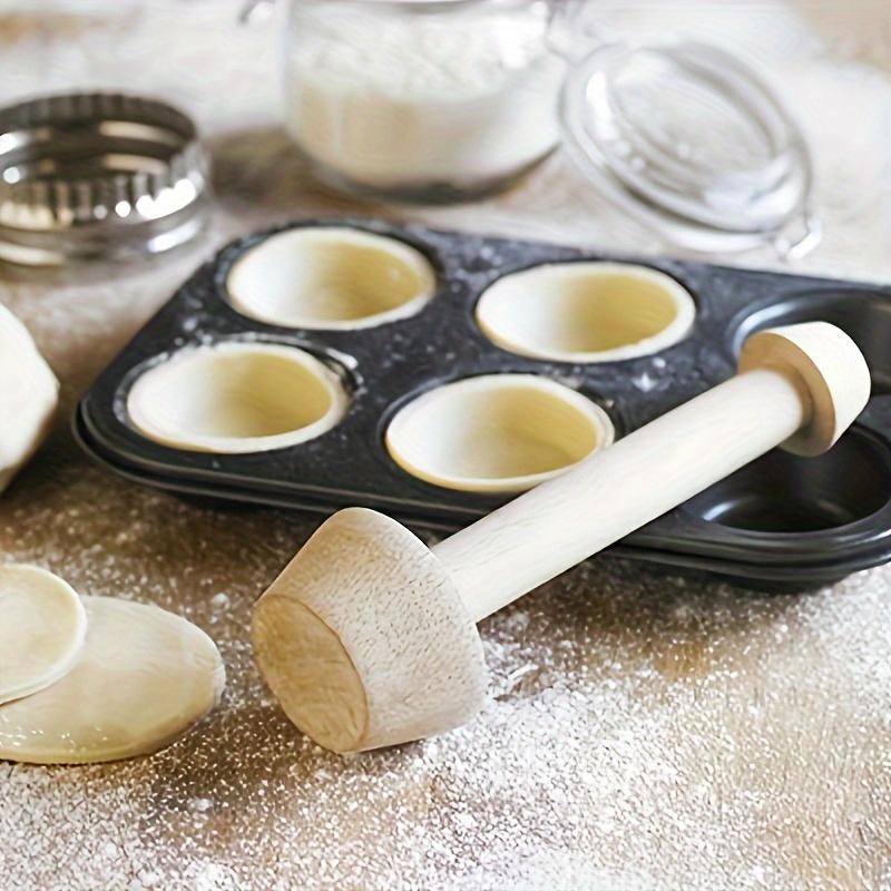 Dual-End Wooden Egg Tart Mold Premium Rolling Pin Set Perfect for Pies Pastries Baking Bottom Mold Food Prep Service Equipment
