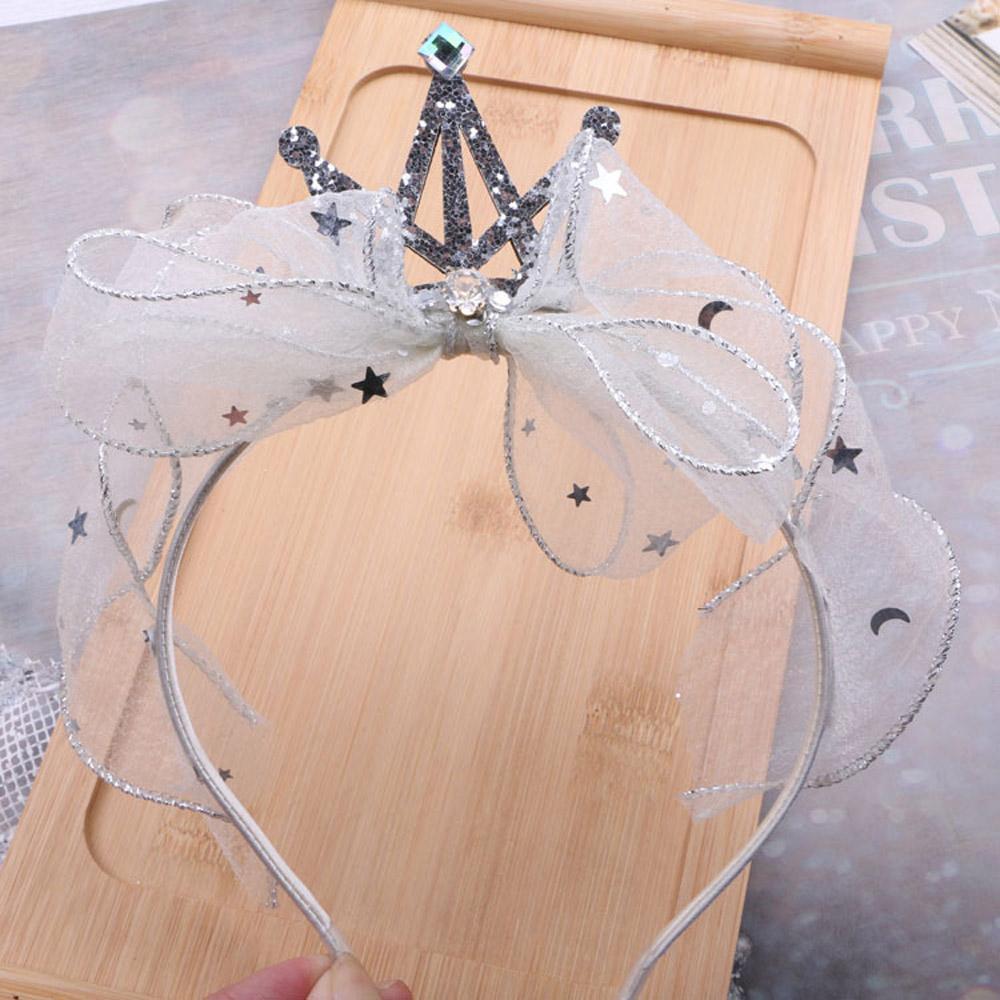 

Прекрасный блестящий бант головной убор головной обруч корона сетчатая пряжа бант повязка на голову бежевый