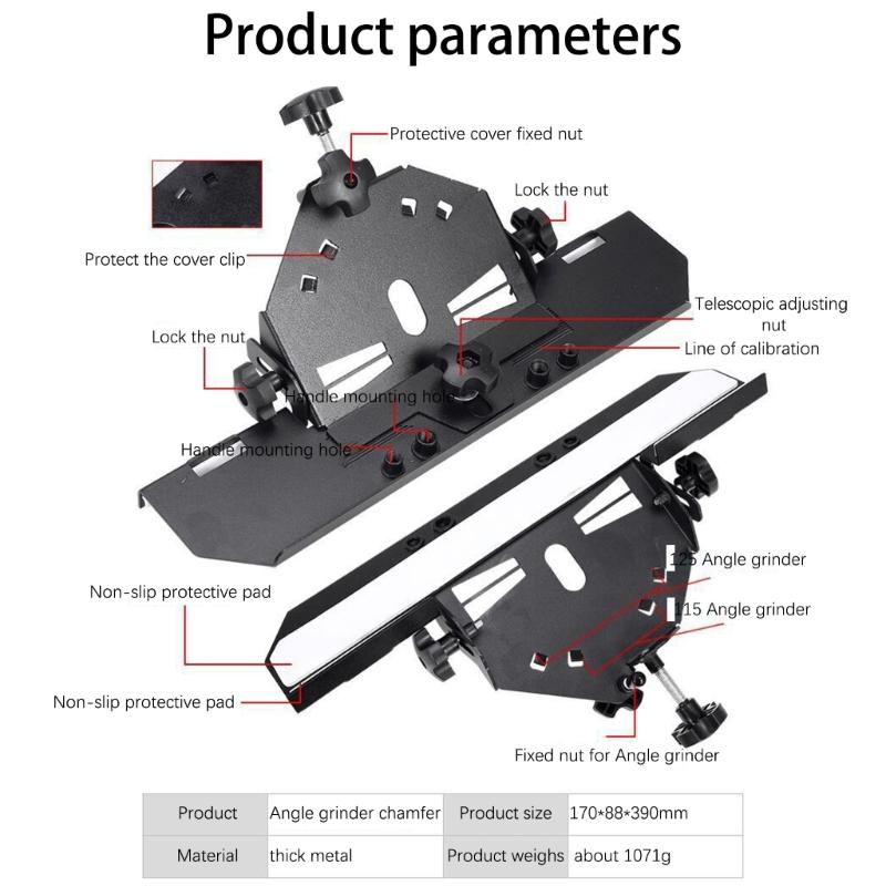 Angle Grinder Tile Chamfering Tool Aluminum Alloy Frame 45° Chamfer Efficient and Durable for Stone Glass Glazed Tiles