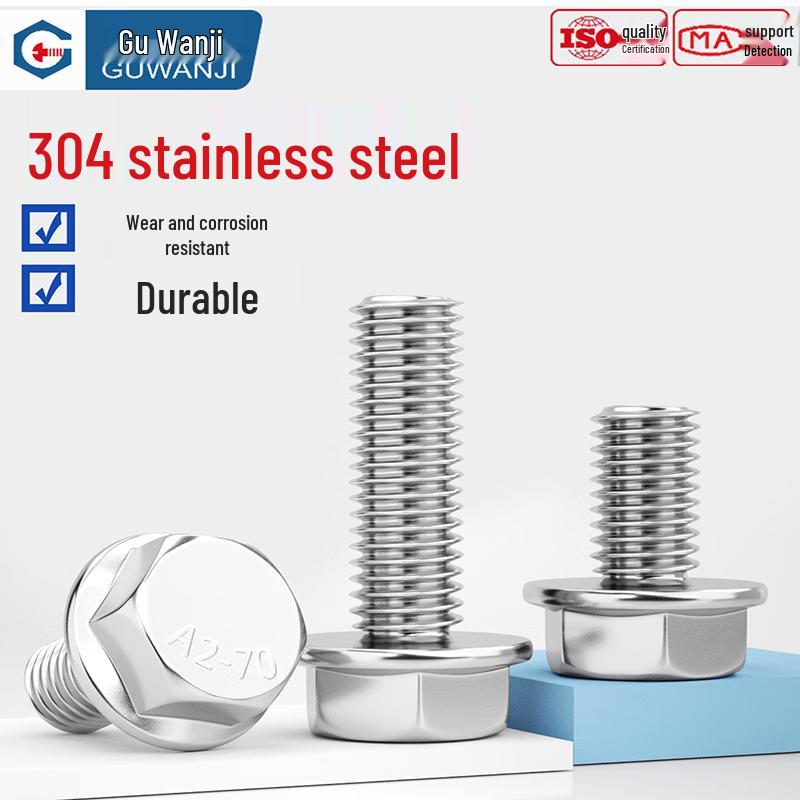 GUWANJI 304 Stainless Steel Hex Flange Head Bolt with Washer