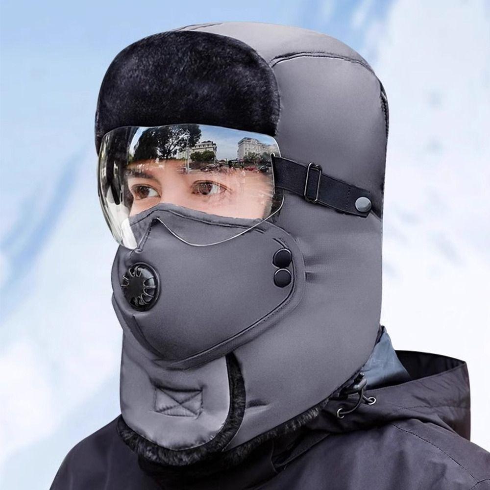 Ear Protection Winter Bomber Hats Thickened Warm Windproof Warm Snow Cap Black Grey Thicken Balaclava Outdoors Accessories