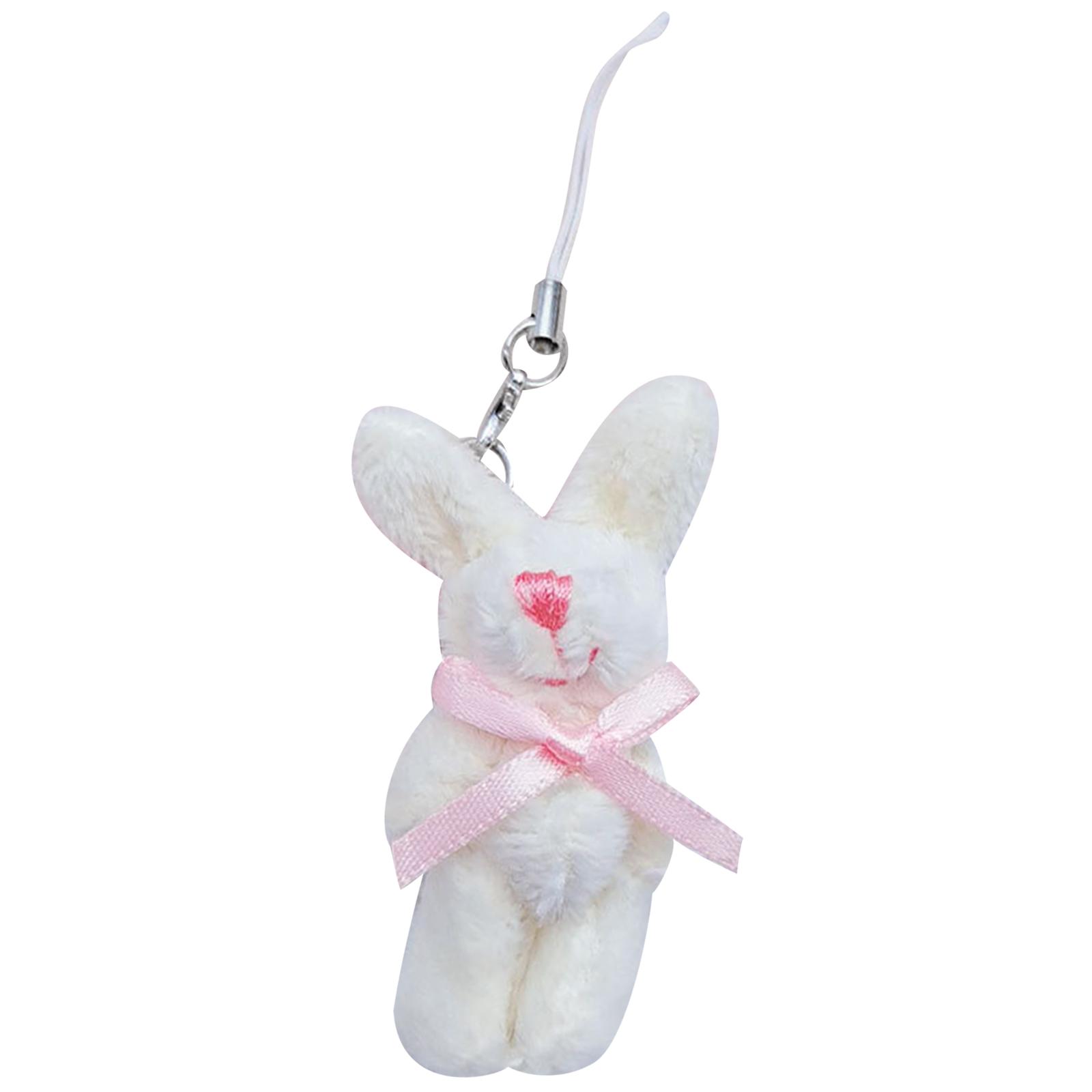 Plush Rabbit Keychain Fashion Phone Charm Key Holder for Students Heart Rabbit Keyring Phone Lanyard Mobile Phone Strap 1