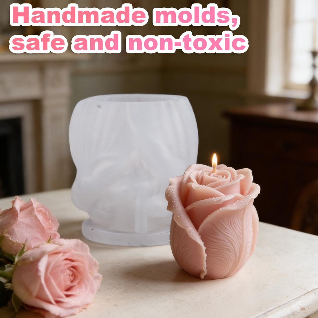 Rose Bud Candle Silicone Mould Reusable Flower Aromatherapy Candle Mould Simulation Rose Bud Cylinder For Home Decor Hobby Craft