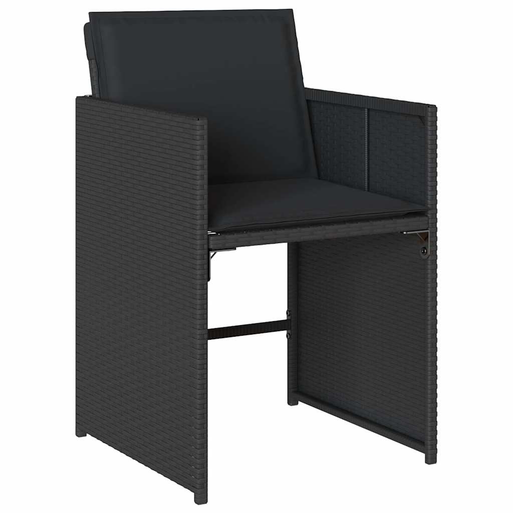 Vidaxl 5-Cz. Garden Furniture Set With Cushions, Black, Poly Rattan