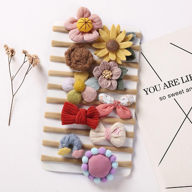 10 Stück Baby Stirnbänder Mädchen - Nylon, Elastisch, Blumen-Haarschmuck Für Neugeborene