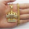 New Fashion Hip Hop King Crown Pendants Necklace Iced Out Rhinestone Women Men Necklace Biker Jewelry