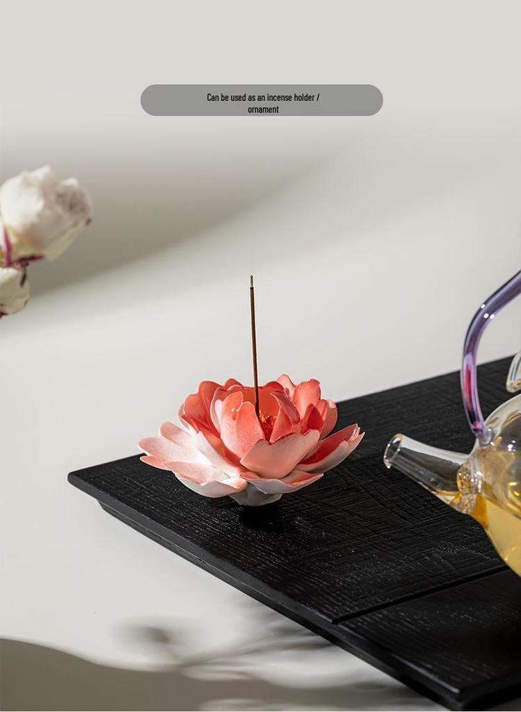 Xichun Handmade Ceramic Flower Incense Holder - Zen Style Ornament