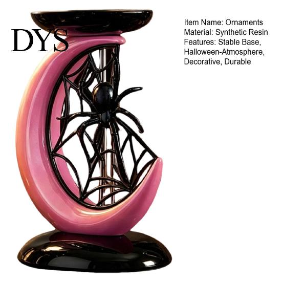 Sweet Cool Style Decor Halloween Pink Moon Spider Candle Holder, Dark Aesthetic Tray for Exquisite Ornament Pillar Candles, Gothic Resin Tabletop Home