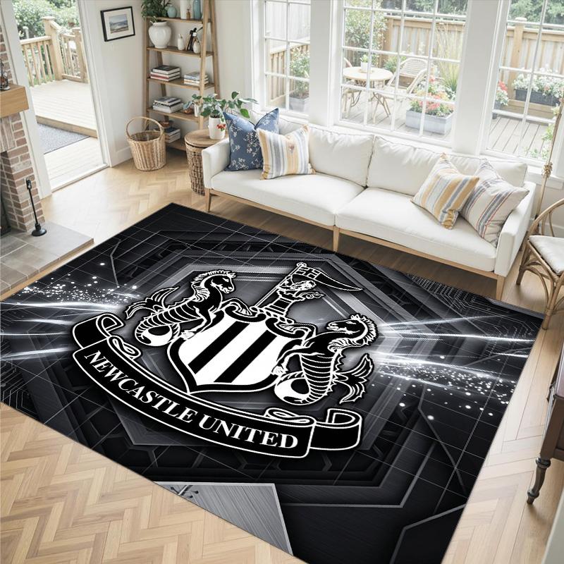 Newcastle United Football Design Crystal Velvet Carpet Cozy Non?Slip Printed Rug For Bedroom Living Room Entrance