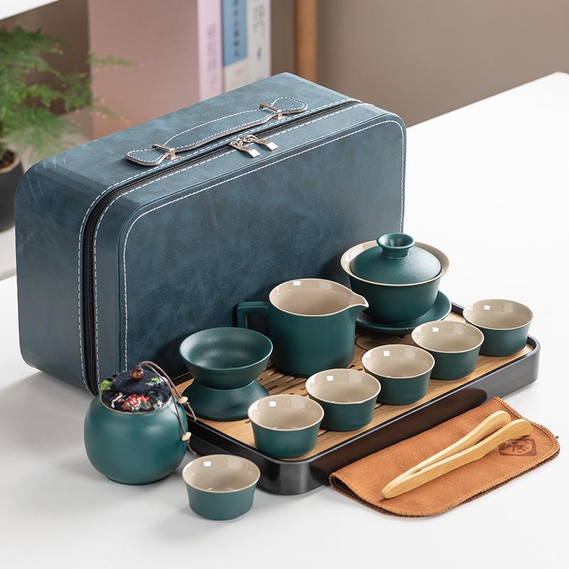 Black Pottery Kung Fu Tea Set Side Pot Household Outdoor Travel Gift Set Portable Simple Japanese Set