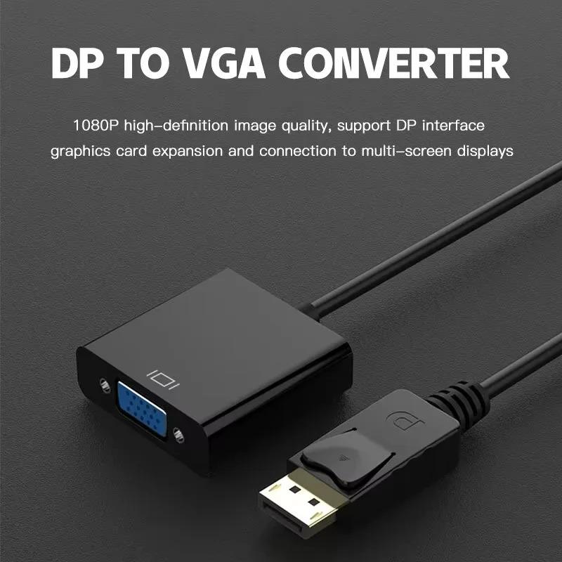 DisplayPort DP til VGA Adapter 1080P Kabel Hann til Hunn Konverter Display Port for PC Datamaskin Bærbar PC HDTV Skjerm Projektor