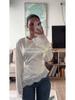 2026 Women's Solid Color Lace Long Sleeve Irregular Hem Blouse