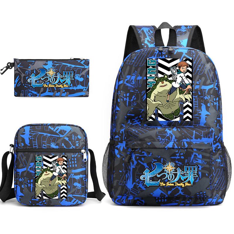 Anime The Seven Deadly Sins School Backpack Set with Shoulder Bag Pencil Case for Kids Teens Daily Bookbag