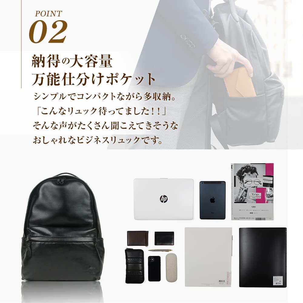 Joya Waterproof Leather BackpackBusiness Bag BLACK J4832