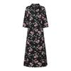 ZANZEA Women Turn Down Collar 3/4 Sleeve Loose Print Dress