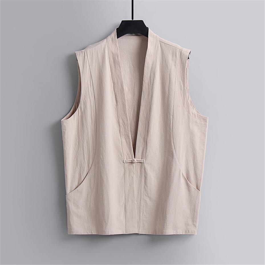 Linen Vest Men Summer Tank Top Plus Size 9XL Fashion Casual Solid Color Vests Male Big Size