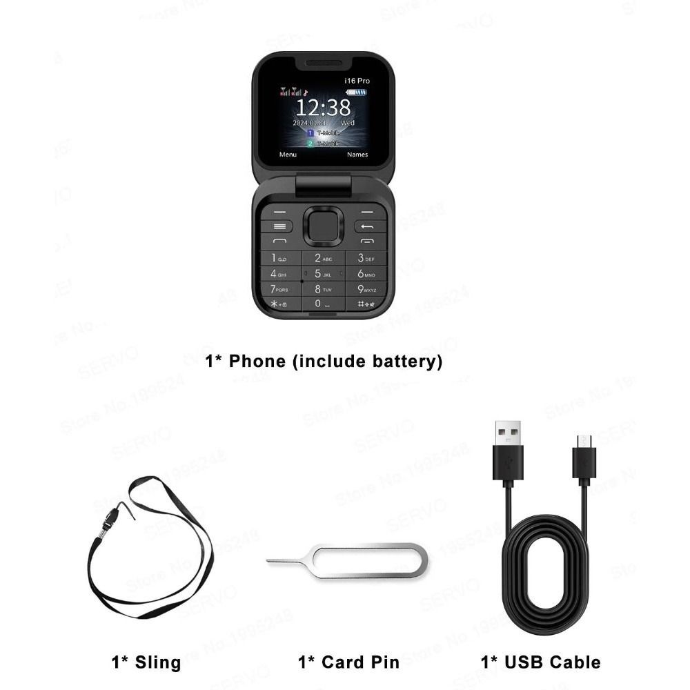 I16Pro Mini Flip Mobile Phone 2SIM Card Women Flip Mobile Phone  Small Flip Cellphone