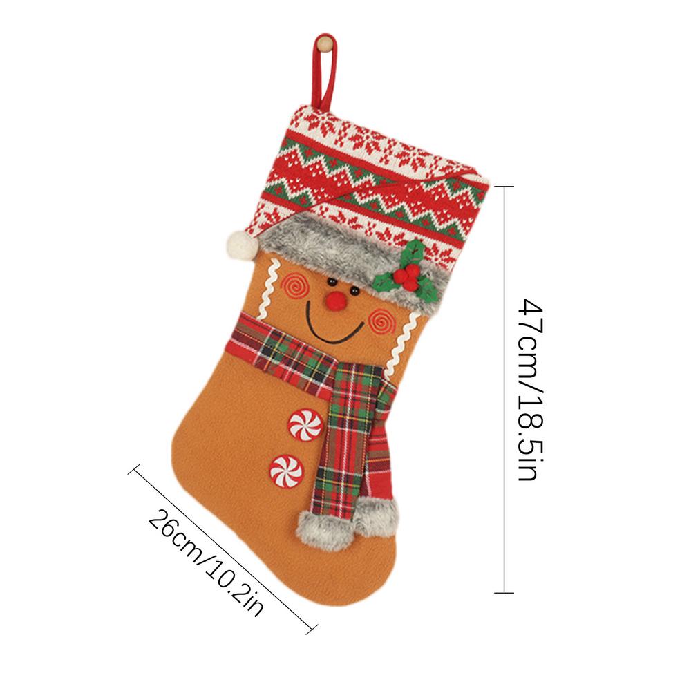 Stockings For Christmas 18.5 Inch Cute Stockings With 3D Pattern Reusable Christmas Goodie Bags For Kids Adults Candy Small Toys