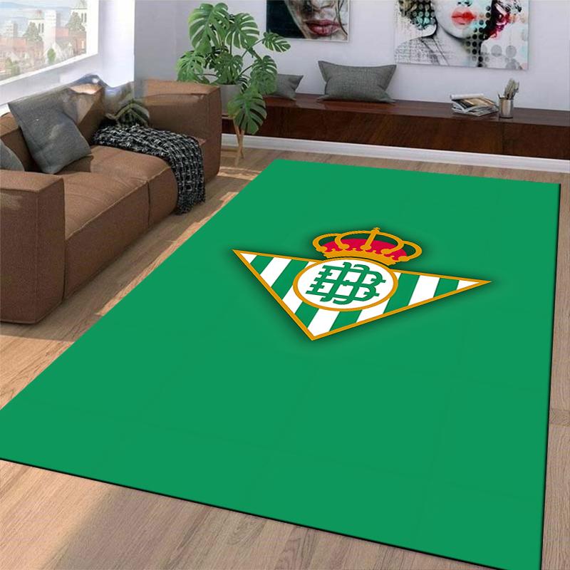Green Carpet with Crown and Striped Triangle Logo Design Pattern. Suitable for use as an anti-slip for living room bedroom sofas