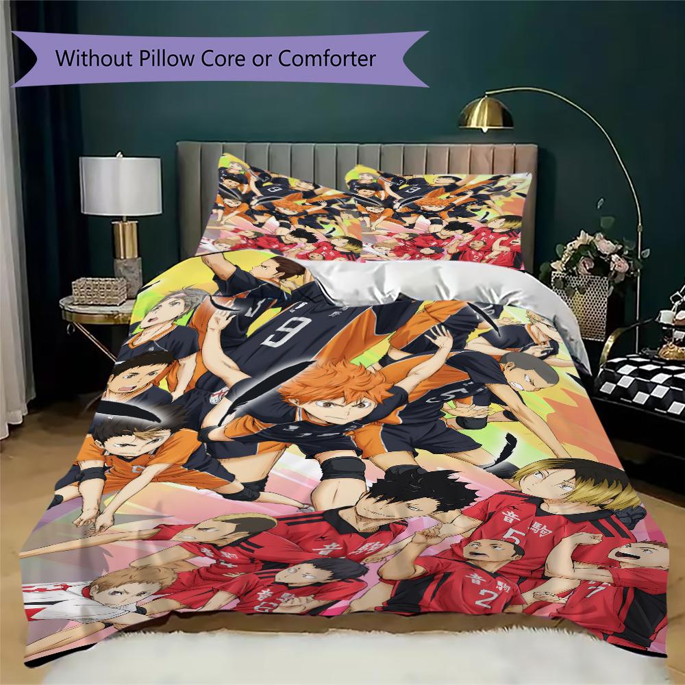 Haikyu!! Anime Pattern Bedding uilt Set uilt Cover Pillowcase Home Decoration Birthday Gift (1 * duvet cover + 2 * pillowcase  without core)53