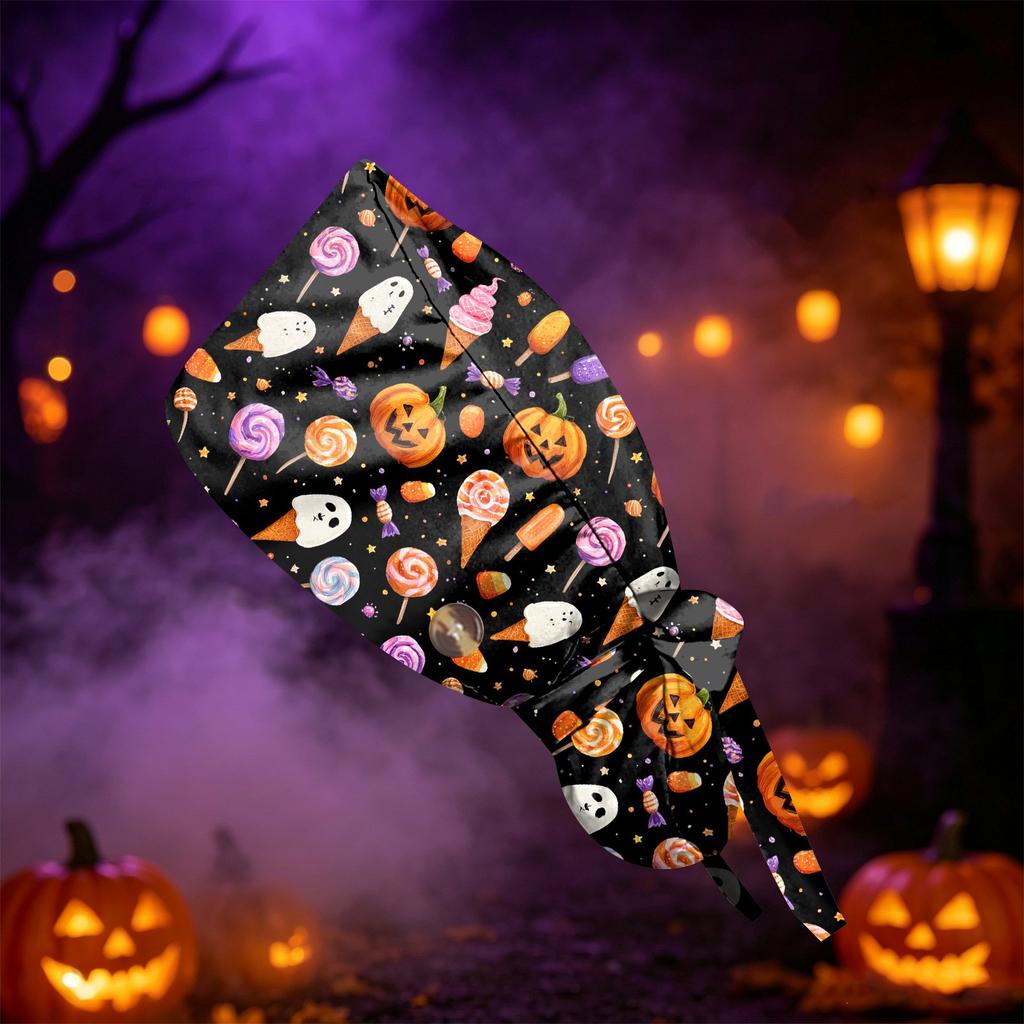 Women's Halloween Printed Ponytail, Fashion Work Hat With, Shower Wrap, Costume