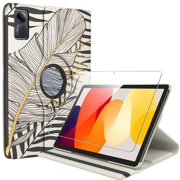 Coque + Verre Trempé - E.F.Connection - pour Xiaomi Redmi Pad SE 11" - Rotatif - Motif Végétal - 360°