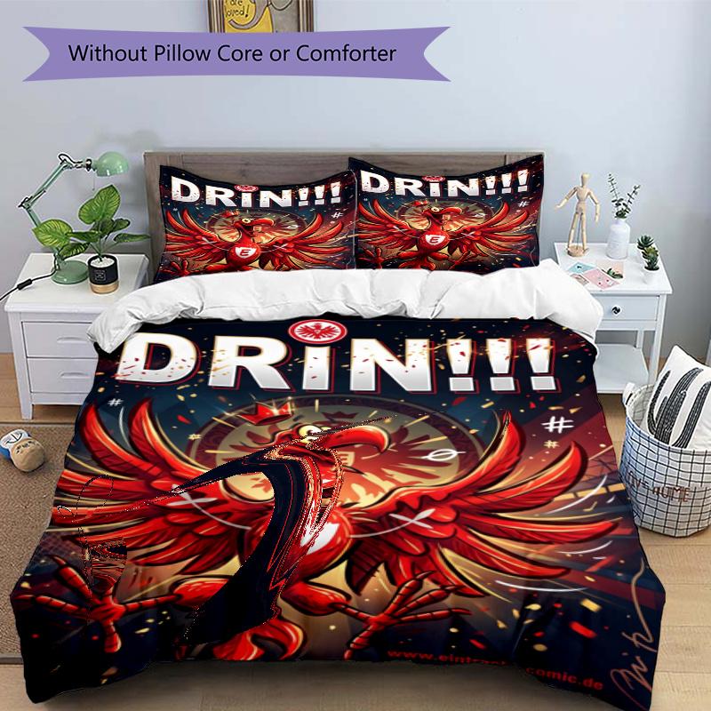 3pcs Duvet Cover Set (1*Duvet Cover + 2*Pillowcase, Without Core), Eintracht Frankfurt Print Bedding Set, Bedroom Decor, All‑Season, Gift