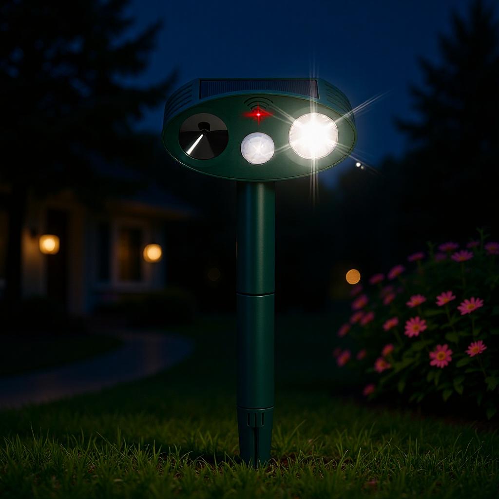 Solar Ultrasonic Animal Repeller with Infrared Sensor
