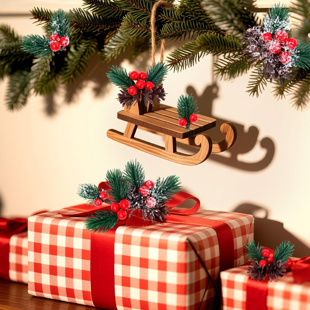 Artificial Pinecone Berry Pine Needle Branch Christmas Simulation Plant DIY Garland Gift Decoration Christmas Party Decoration