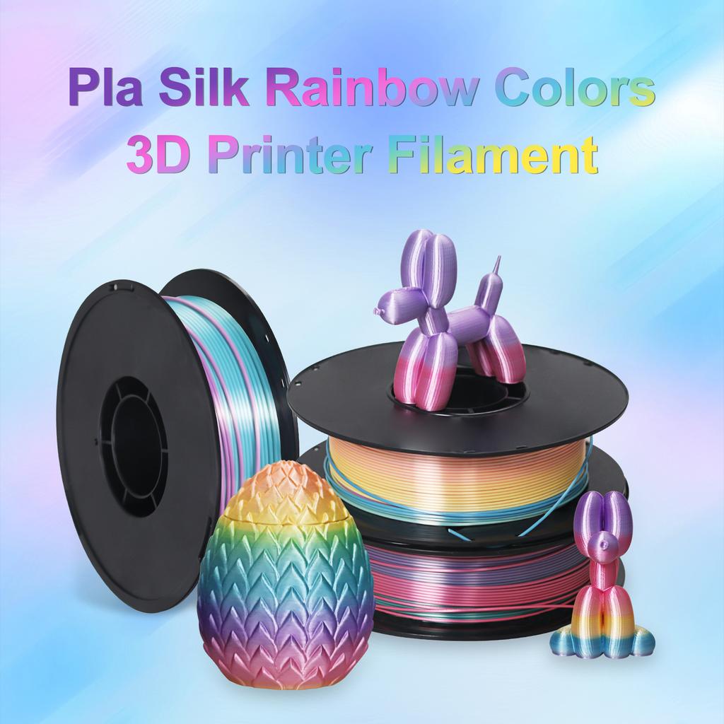 Gradient Rainbow Color PLA Filament 1.75mm 3D Printer Filament 1kg (2.2lbs) Translucent PLA Silk Matte Glitter Gradient Filament