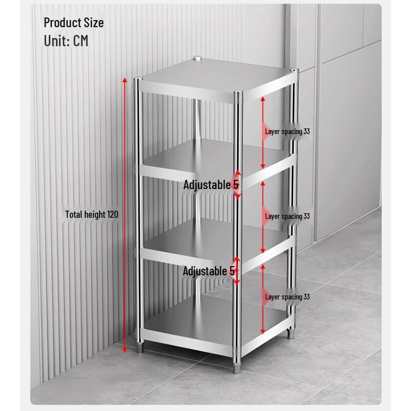 

Stainless Steel 4-Tier Compact Kitchen Workbench
