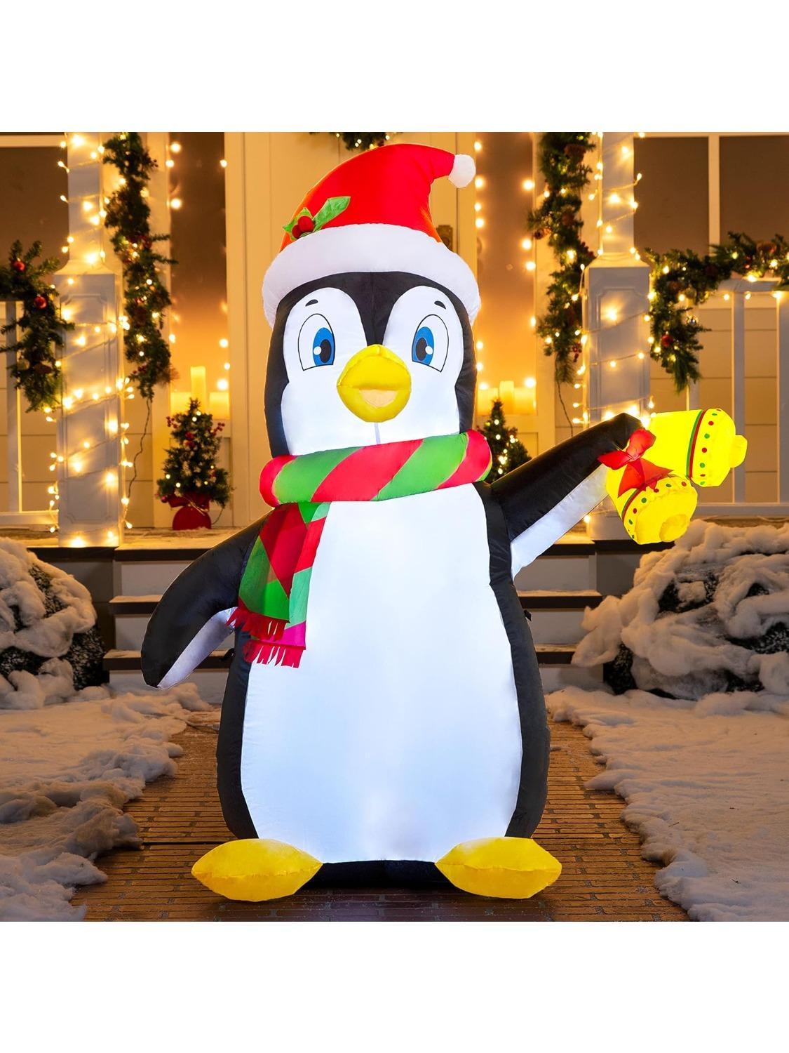 

JOYFY 5 FT Christmas Inflatable Penguin Decoration with Built-in LEDs for Christmas Party Indoor Outdoor Décor