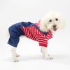 College-Stil Herbst- und Winter-Haustierkleidung gestreiftes Denim Hunde-Vierbeiner Teddy Corgi Träger-Einteiler