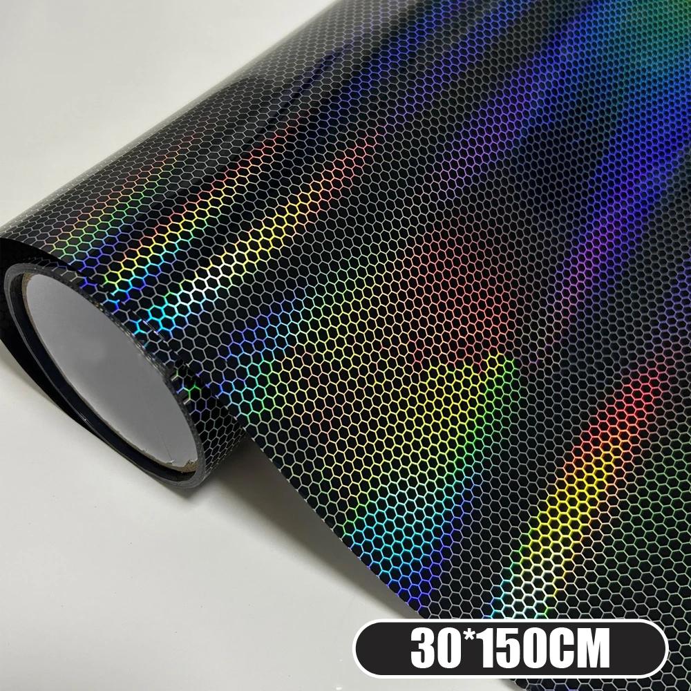 1pc Car Taillight Lamp Film Sticker Car Honeycomb Styling Light Film Car Headlight Decorative Film Auto  Exterior Accessories