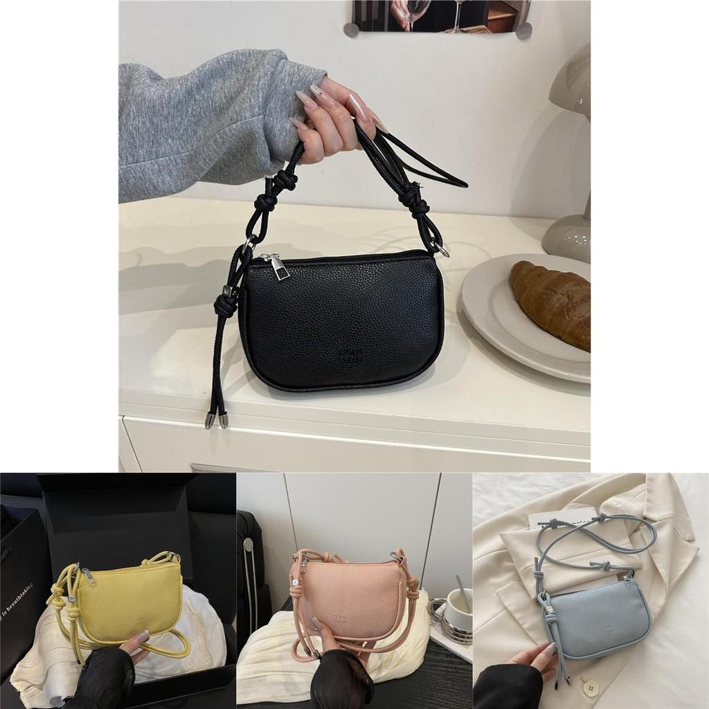 Simple Solid Color Lychee Texture Women Casual Shoulder Bag For Daily Use