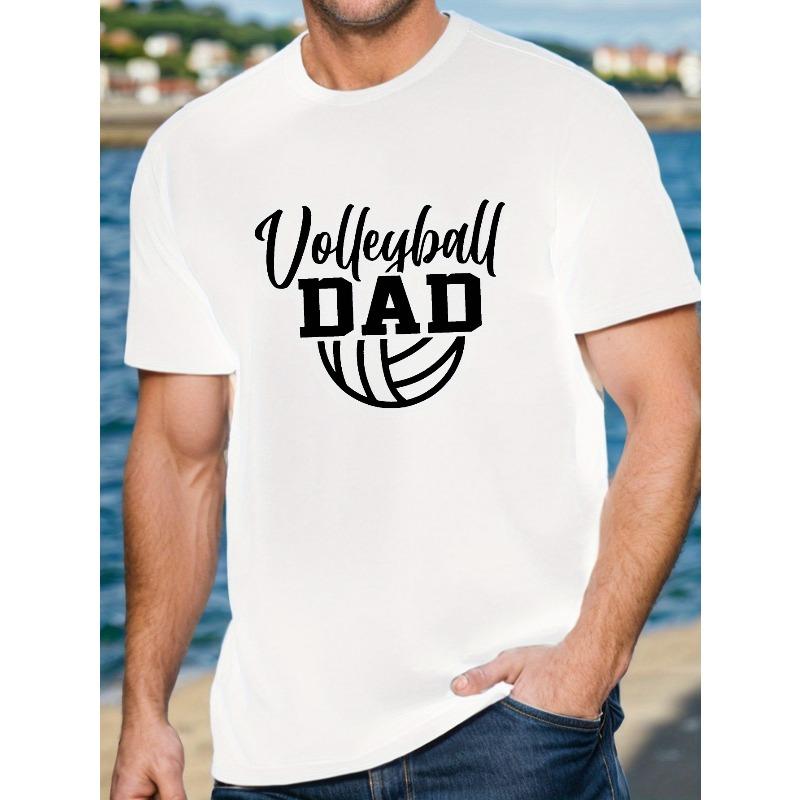 T-shirt à manches courtes pour homme - Taille européenne - Haut décontracté en polyester avec graphique de volleyball, col rond, coupe regular pour l'été, Chemise de sport pour papa