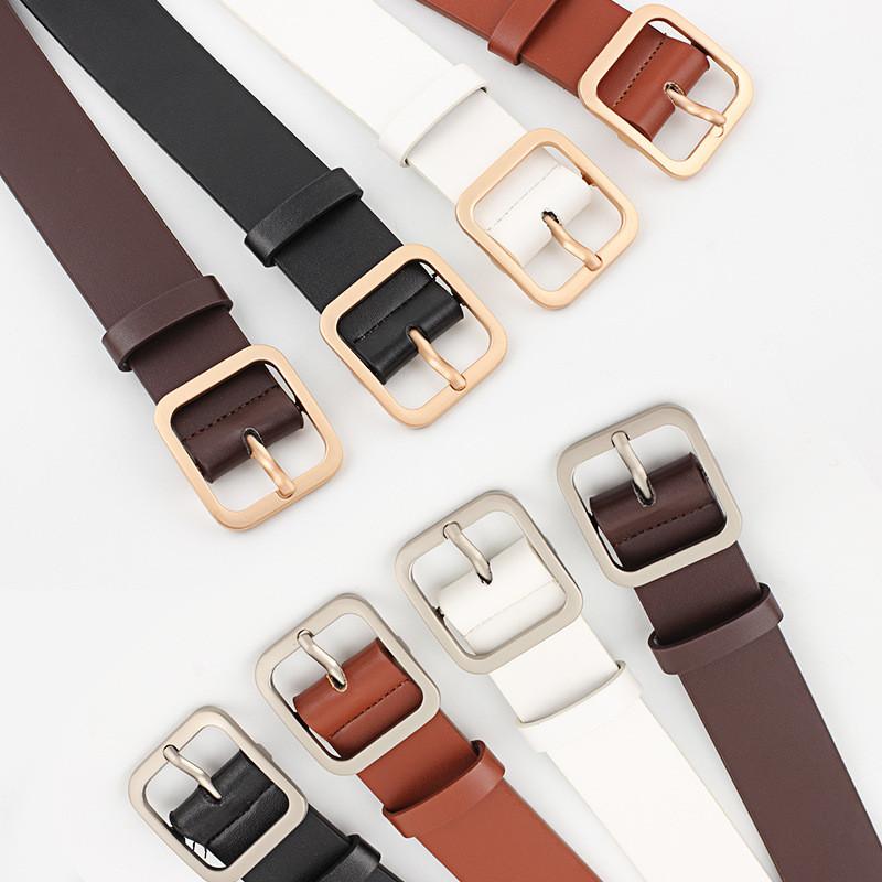 Trendy Womens Faux Leather Square Pin Belt With Durable Alloy Buckle Perfect For Fashion Forward Style