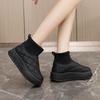 New autumn and winter thick-soled solid-color warm cotton shoes, high-top women's shoes, simple and velvet for students to increase height