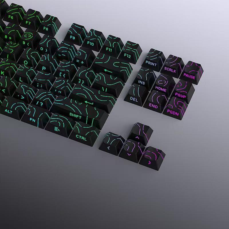 Keycaps 4.0 Version Shine Through 97 Key Pbt Profile Side Print Backlit For Mx Gamer Mechanical Keyboard