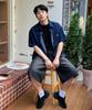 BLOND9 [Set] Pocket Half Denim Shirt + Bermuda Shorts Set