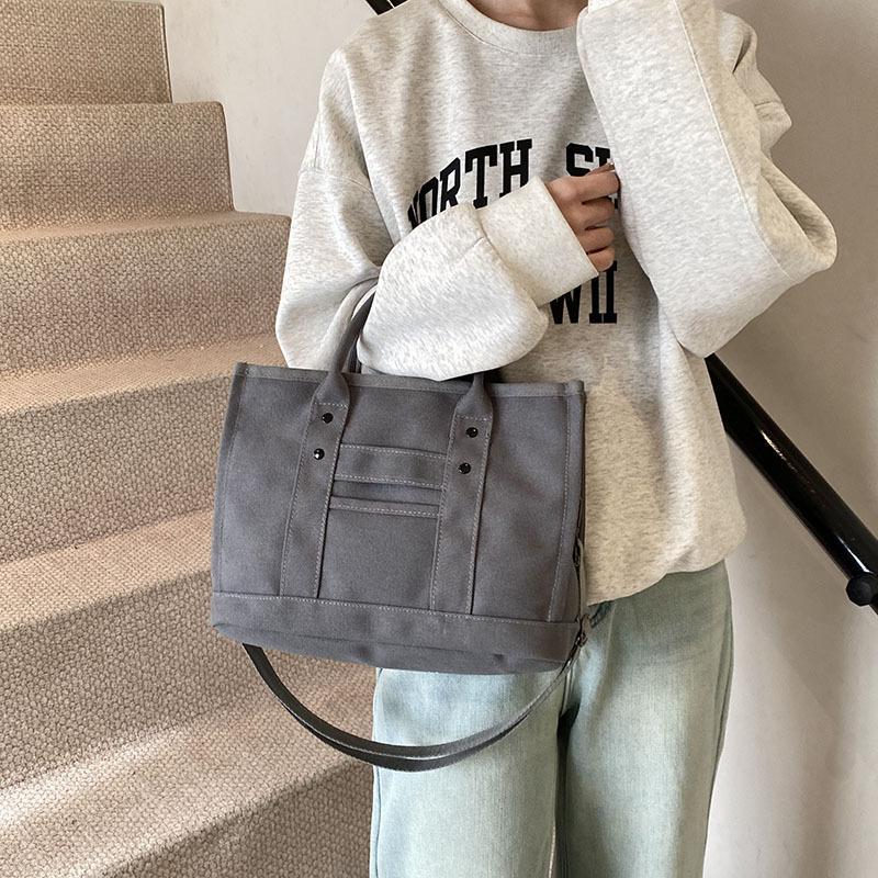 Large Capacity Bag Versatile Casual Canvas Shoulder Bag Internet Celebrity Handbag College Student Fashion Tote Bag Small Square Bag
